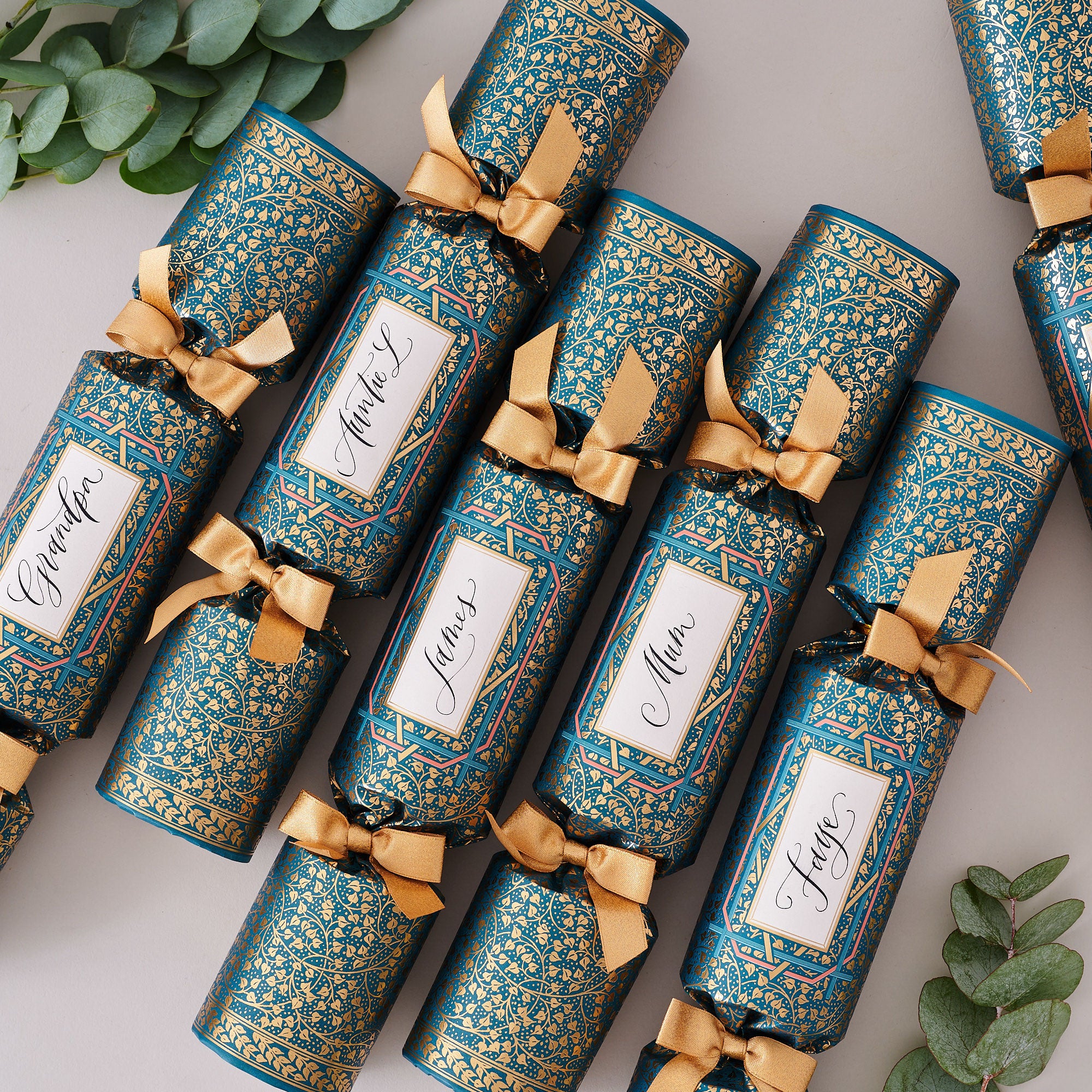 "Golden Ivy" Place Name Luxury Christmas Crackers